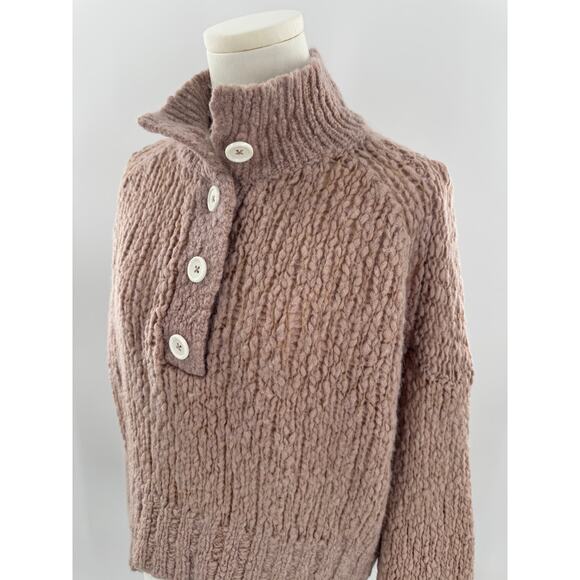 Everlane Lofty Wool Alpaca Sweater Pink Mauve Button up Pullover M - Picture 2 of 10